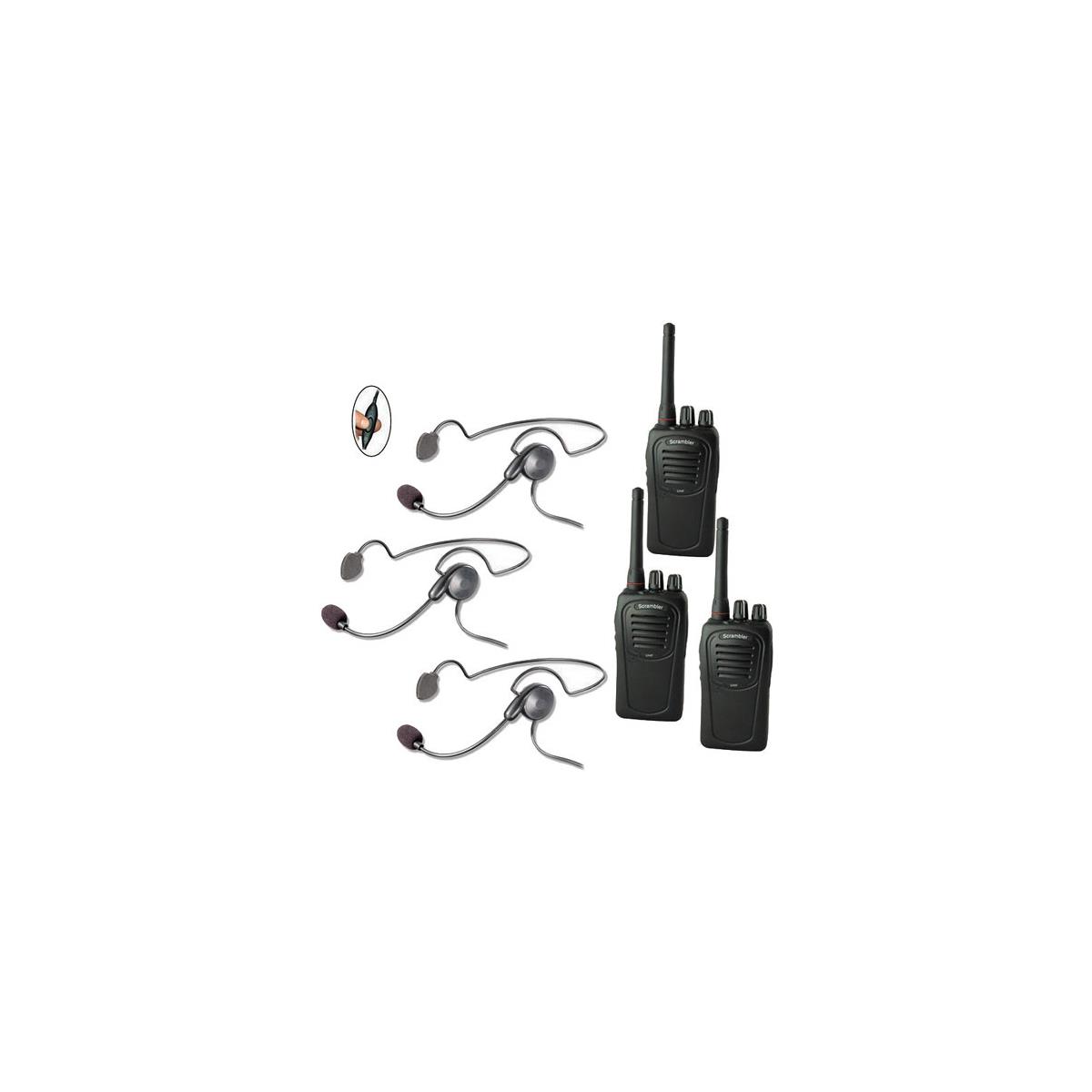 Image of Eartec SC-1000 3-User Two-Way Radio System with 3x Cyber Inline PTT Headsets