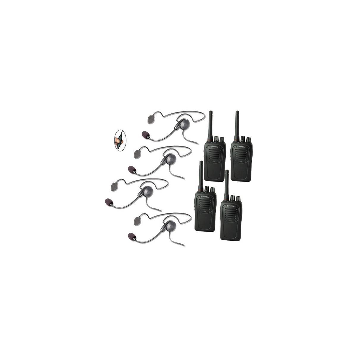 Image of Eartec SC-1000 4-User Two-Way Radio System with 4x Cyber Inline PTT Headsets