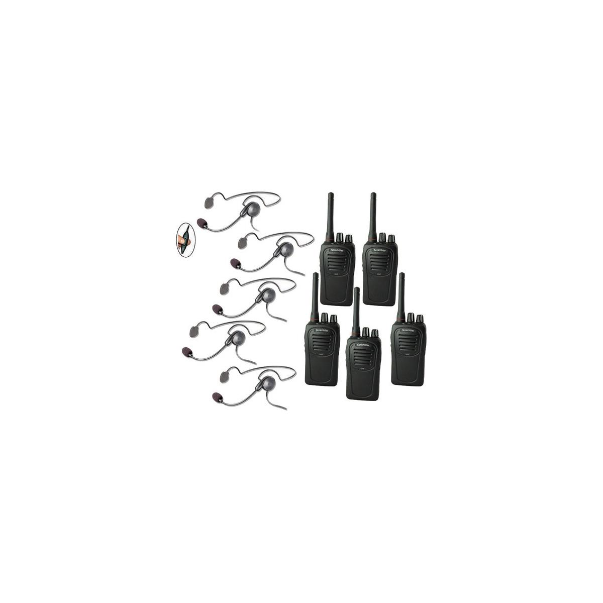 Image of Eartec SC-1000 5-User Two-Way Radio System with 5x Cyber Inline PTT Headsets