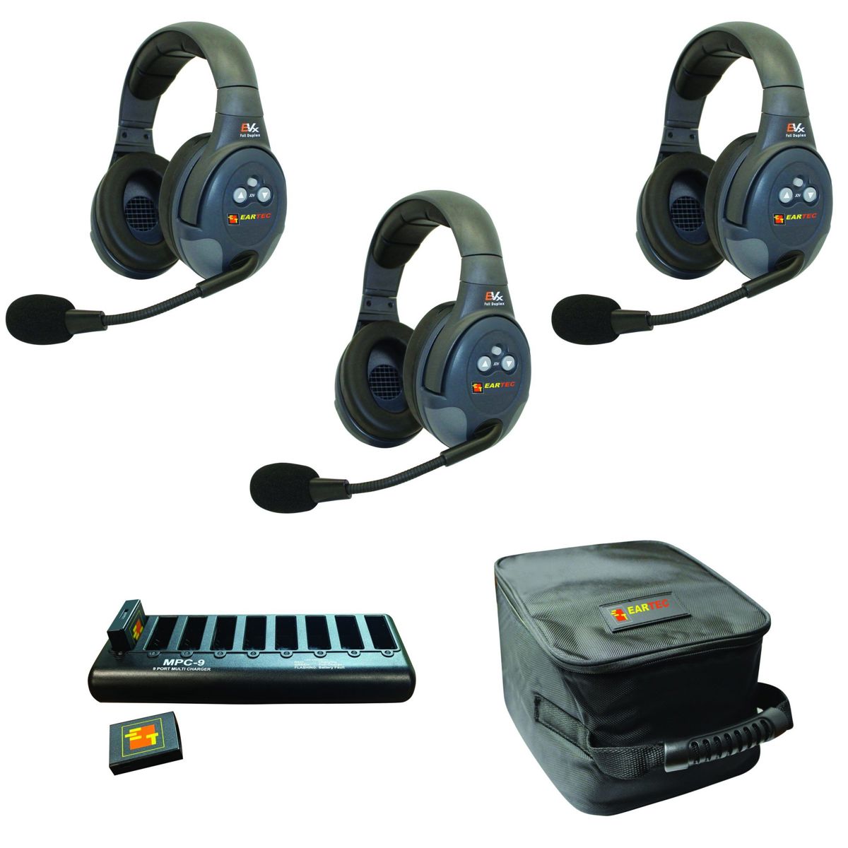 

Eartec EVADE EVX3D Full Duplex Wireless Intercom System w/3x Dual-Ear Headsets