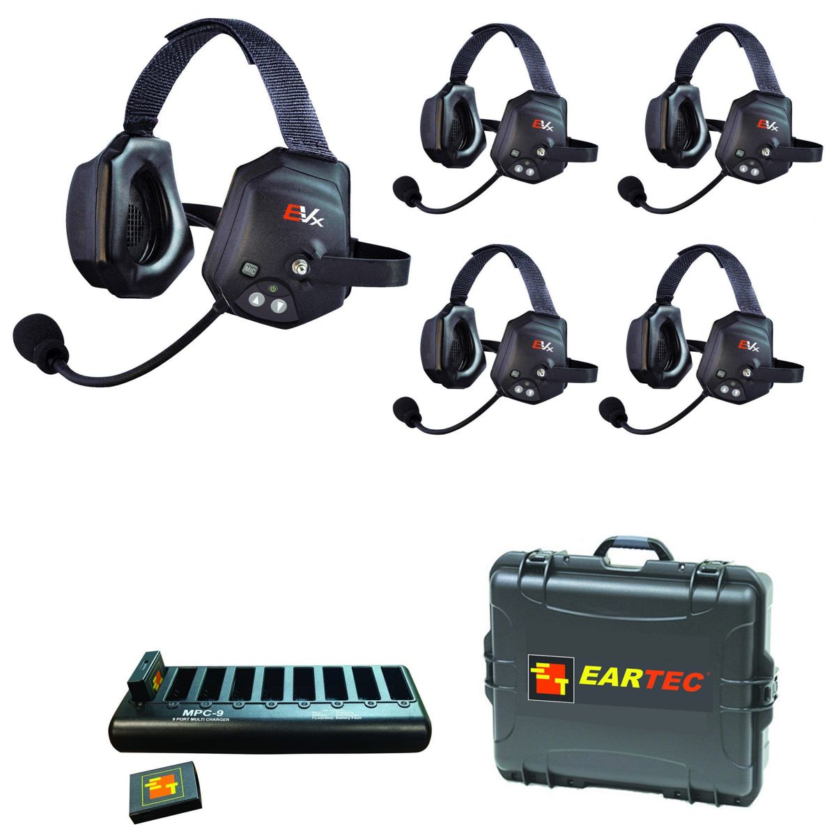 

Eartec EVADE XTreme EVXT5 Duplex Wireless Intercom System w/5x Dual-Ear Headsets