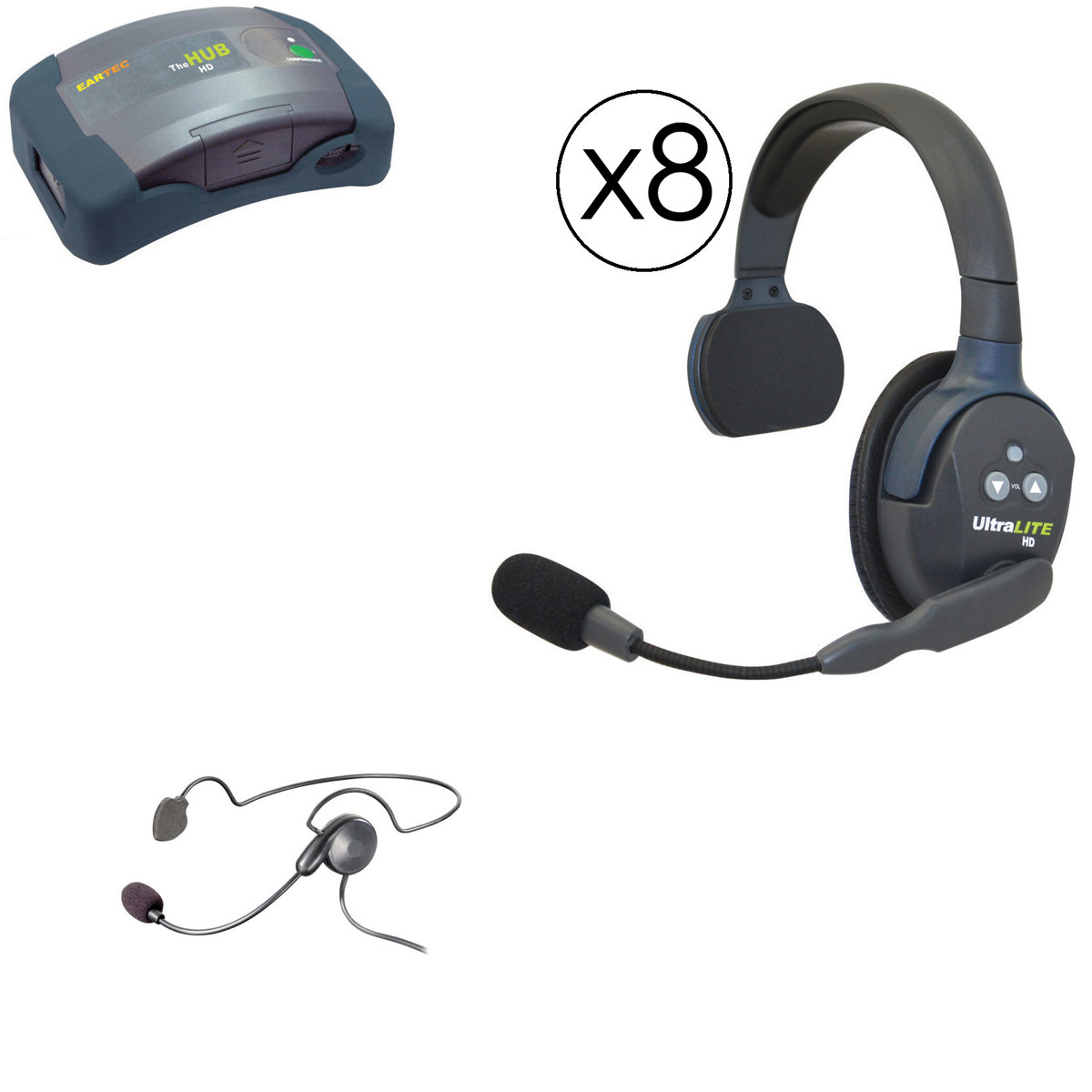 

Eartec HUB9SCYB HUB 9 Person System, 8x Single-Ear Headset, Cyber