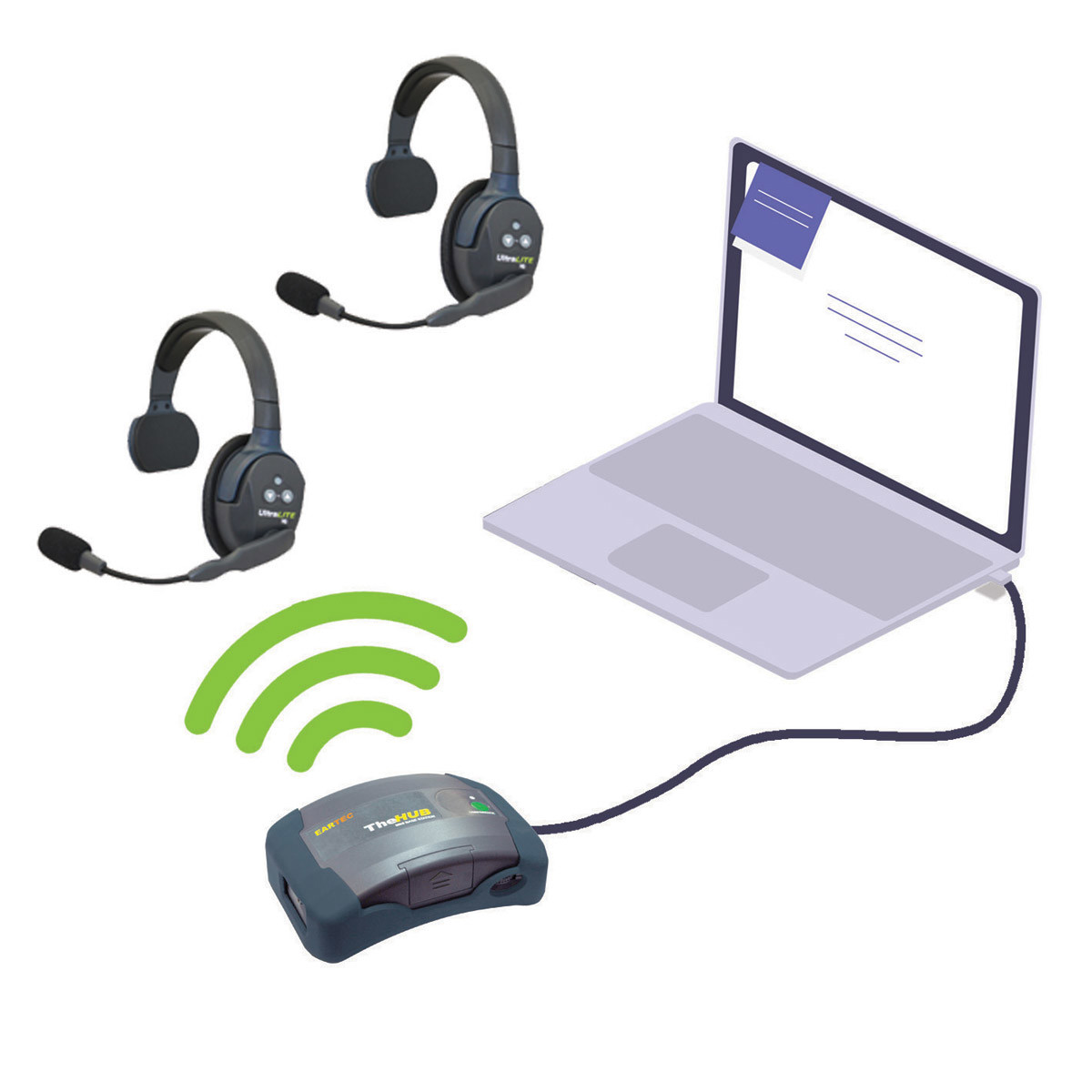 

Eartec HUB Global Connect 2P Long Range Wireless Intercom w/2x UltraLite Double