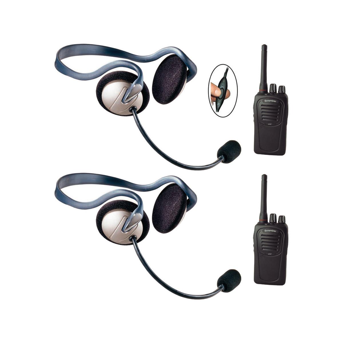 Image of Eartec SC-1000 2-User Two-Way Radio System with 2x Monarch Inline PTT Headsets