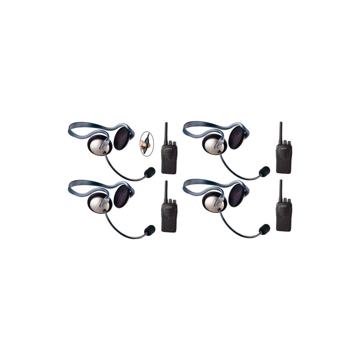 Image of Eartec SC-1000 4-User Two-Way Radio System with 4x Monarch Inline PTT Headsets
