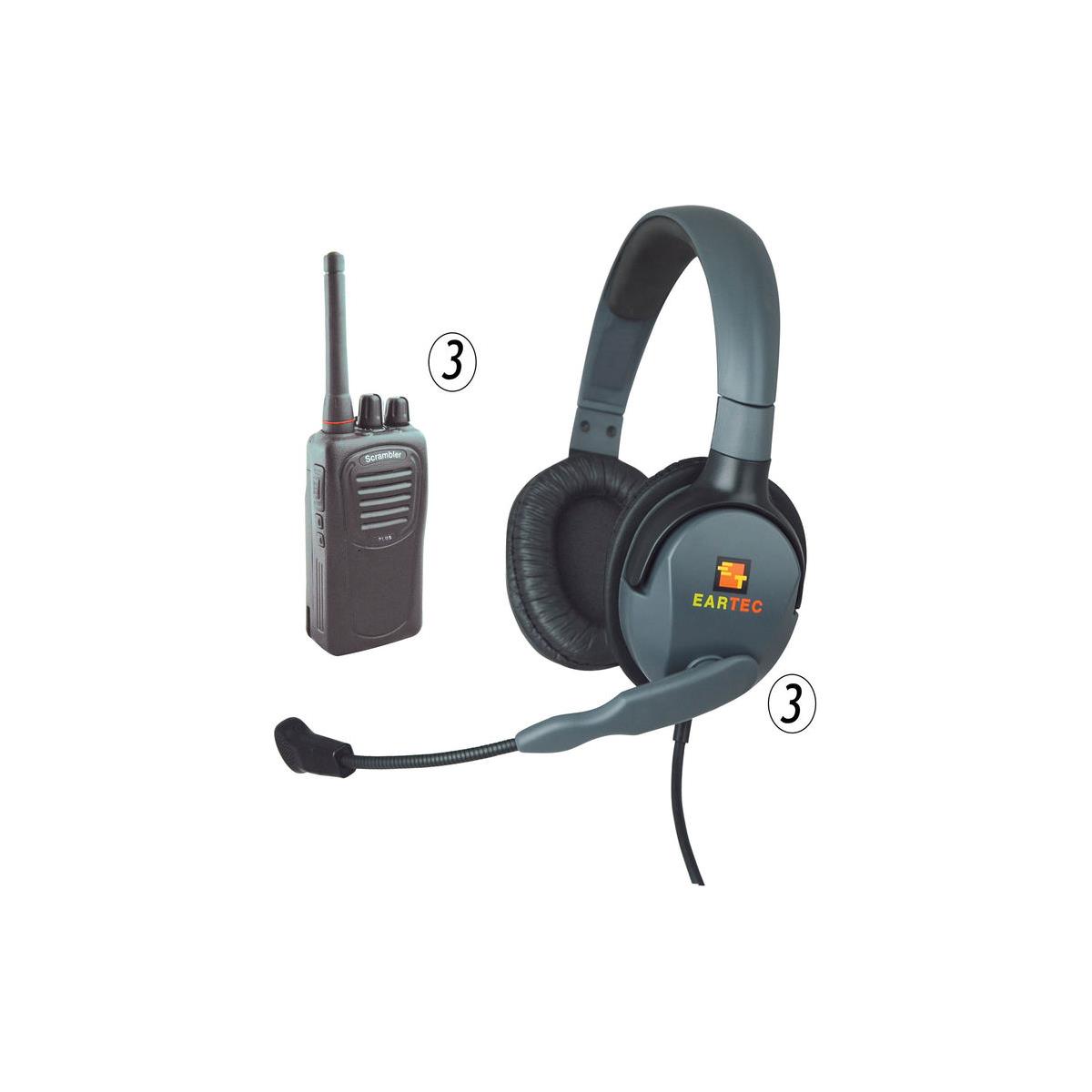 Image of Eartec Scrambler SC-1000 3-User Two-Way Radio System with Max 4G Double Headset