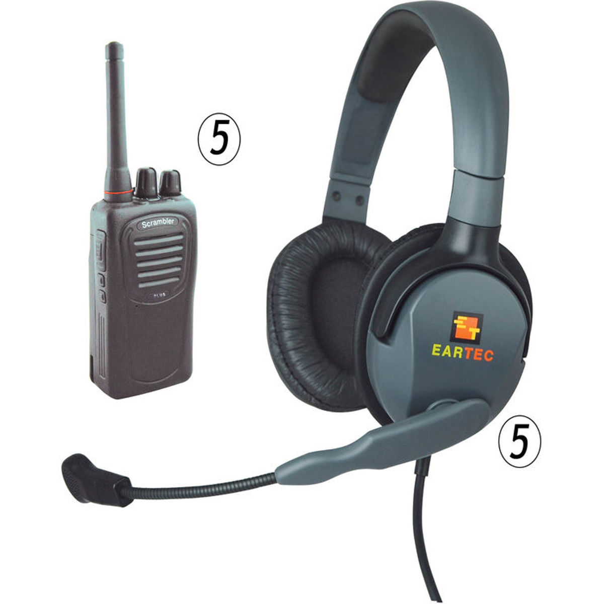 Image of Eartec Scrambler SC-1000 5-User Two-Way Radio System with Max 4G Double Headset