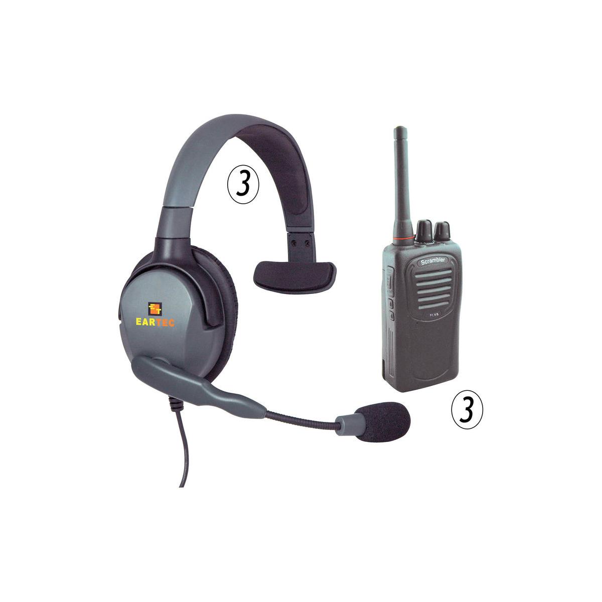 Image of Eartec Scrambler SC-1000 3-User Two-Way Radio System with Max 4G Single Headset