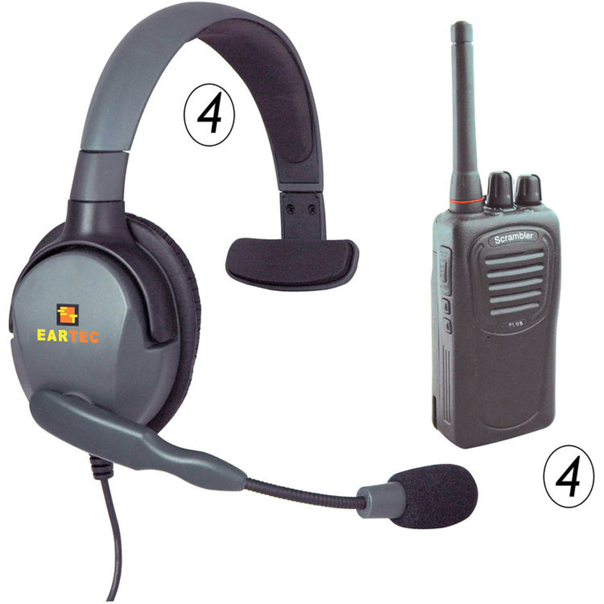 Image of Eartec Scrambler SC-1000 4-User Two-Way Radio System with Max 4G Single Headset