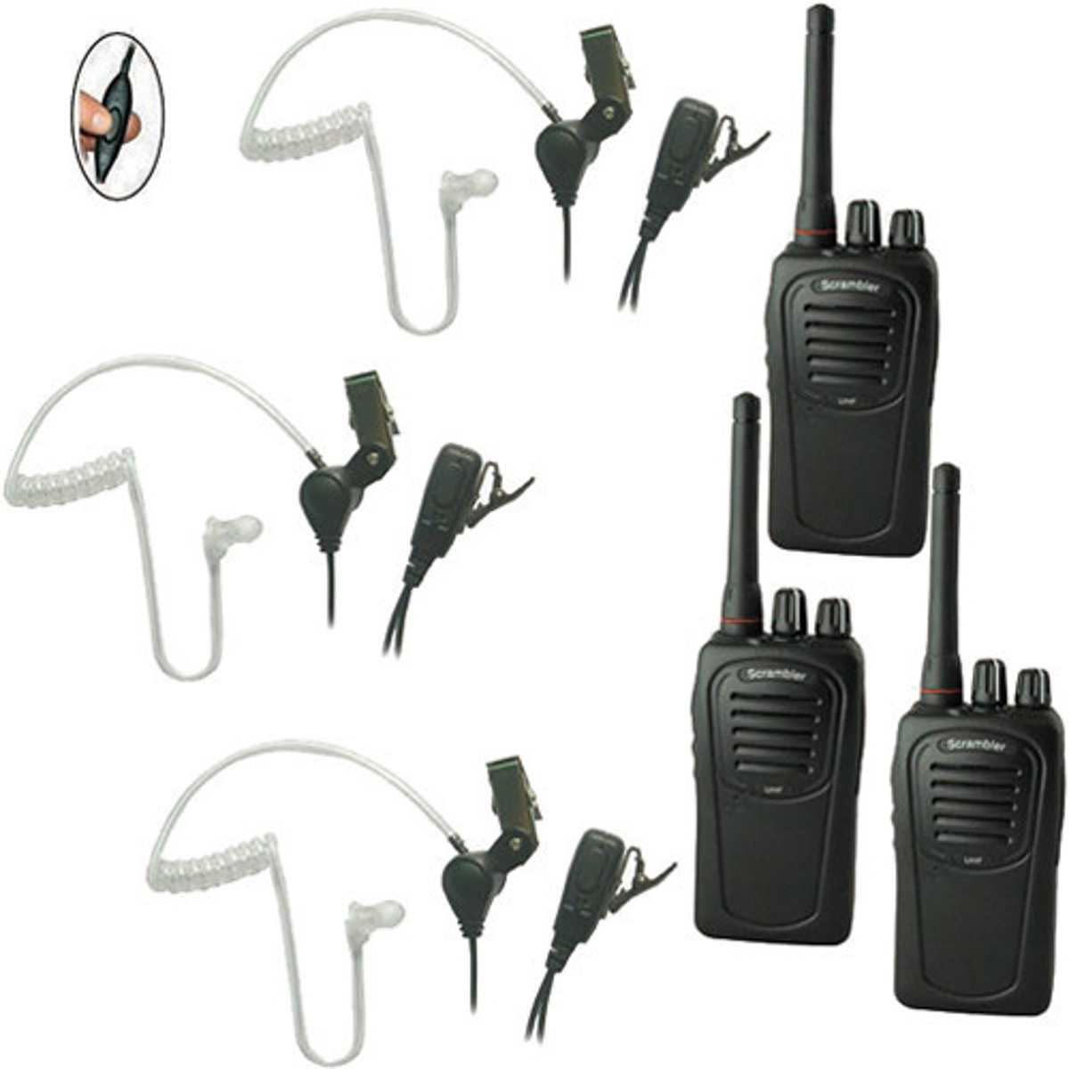 Image of Eartec SC-1000 3-User Two-Way Radio System with 3x SST Lapel Mic Headsets