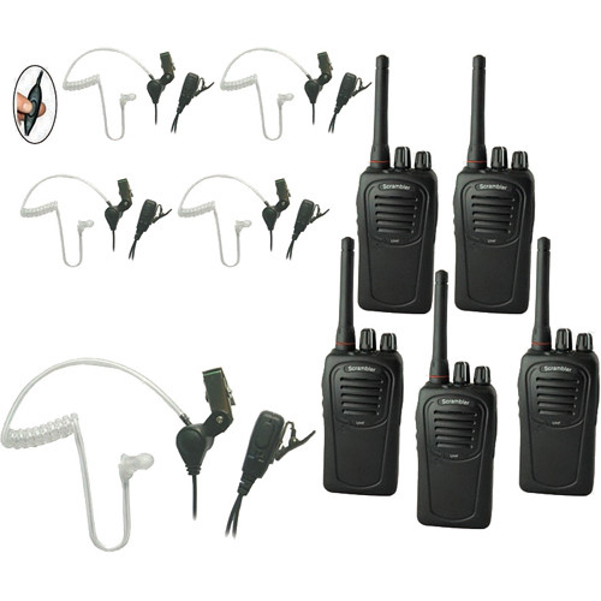 

Eartec SC-1000 5-User Two-Way Radio System with 5x SST PTT Lapel Mic Headsets