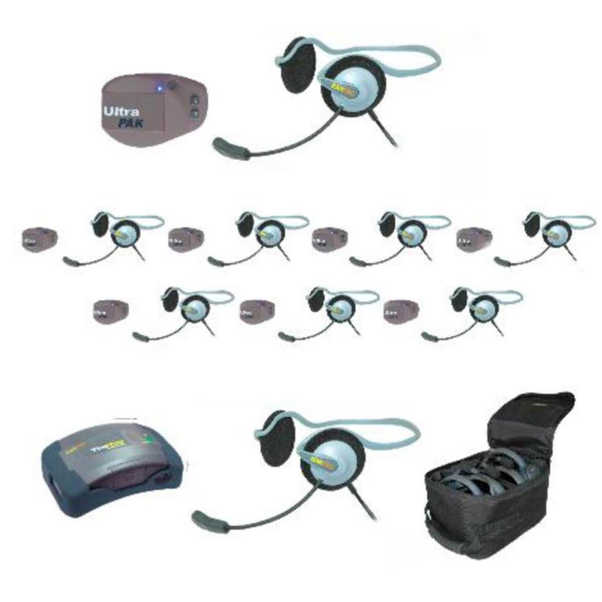 

Eartec UPMON9 9-Person HUB System, 8x UltraPAK Beltpack, 9x Monarch Headset