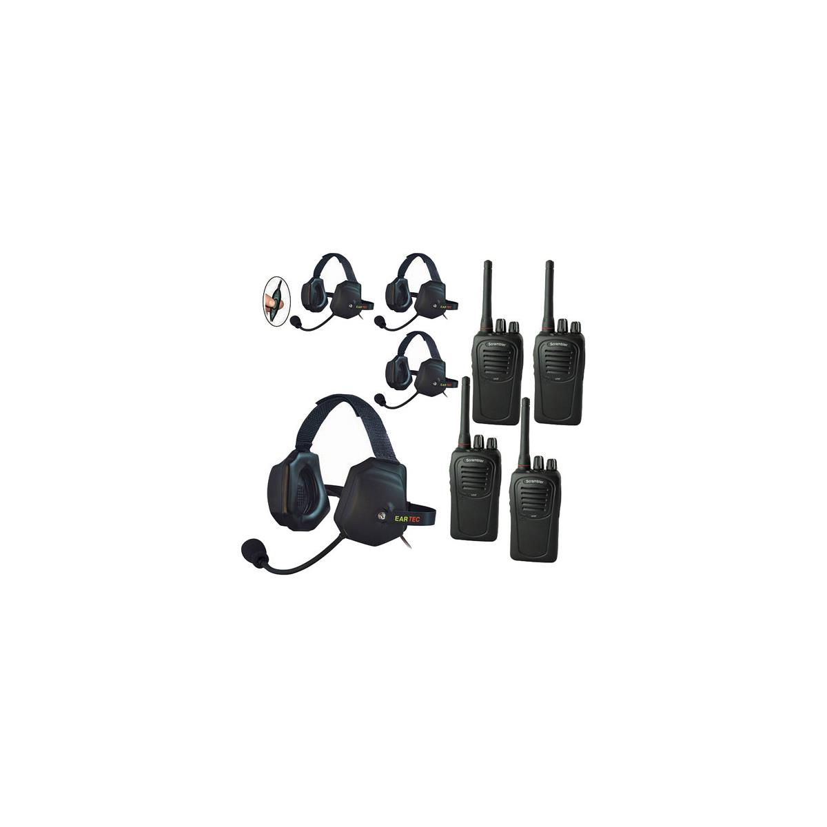 Image of Eartec SC-1000 4-User Two-Way Radio System with 4x XTreme Inline PTT Headsets