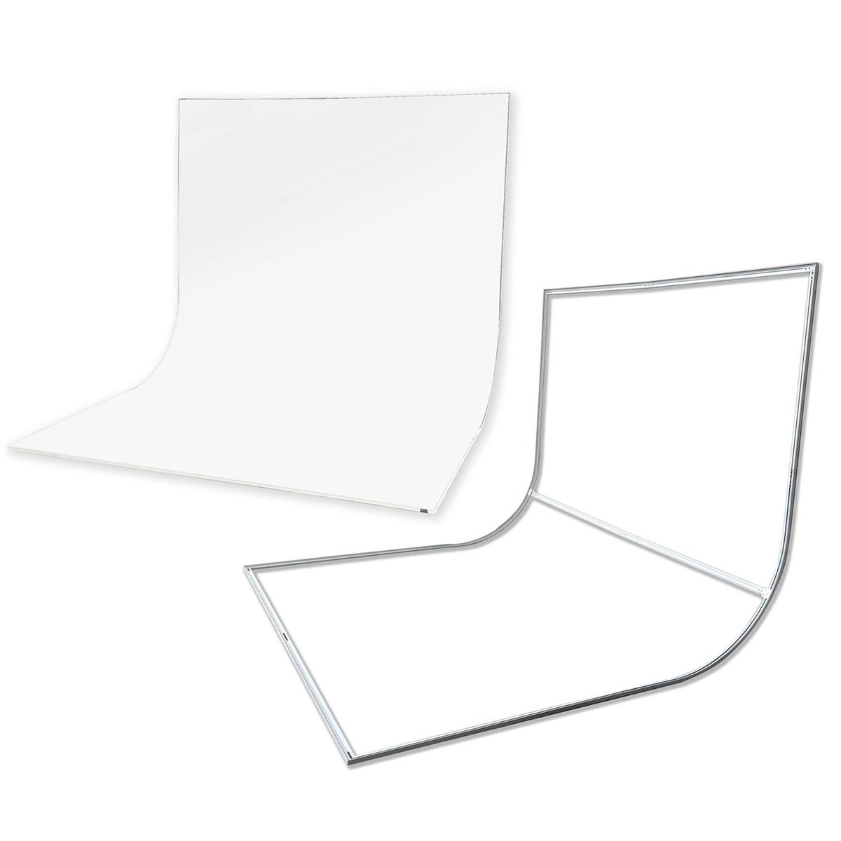 

Easiframe Cyclorama Curved Frame with 8.2x12.5' Chroma Key White Fabric Backdrop