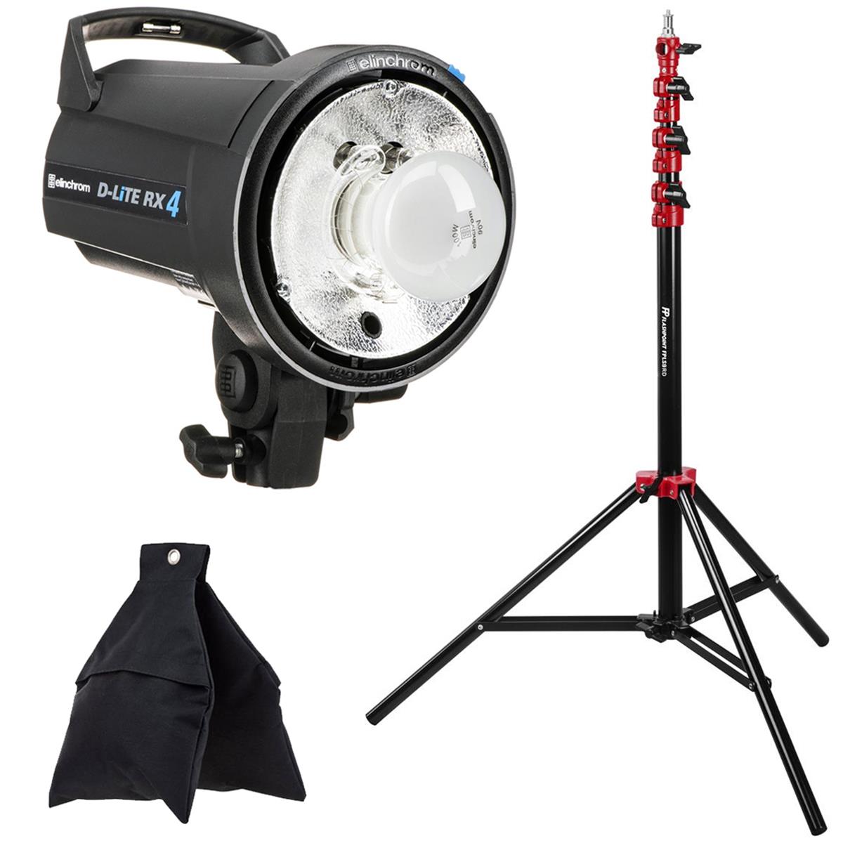 Image of Elinchrom D-Lite RX 4 400Ws Compact Monolight with 9.5' Stand &amp; Weight Sand Bag