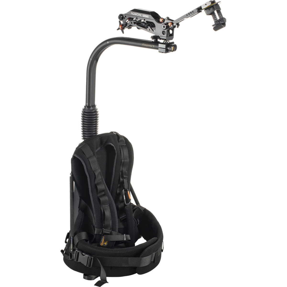 

Easyrig Vario 5 with a Gimbal Flex Vest and 5" Extended Arm with a Flowcine Serene Preinstalled