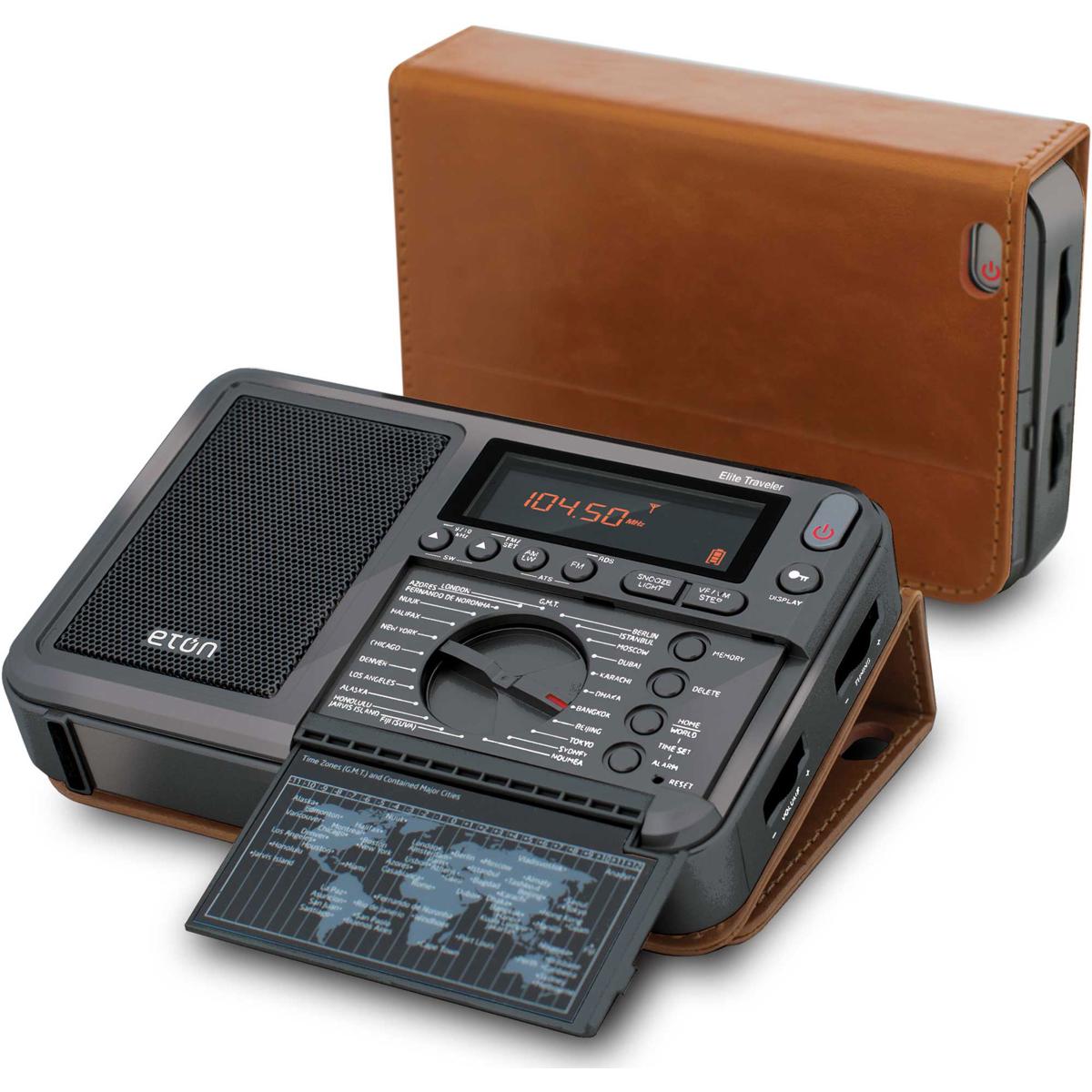 Image of Eton Elite Traveler AM/FM/LW/Shortwave Radio w/ RDS &amp; Custom Leather Carry Cover