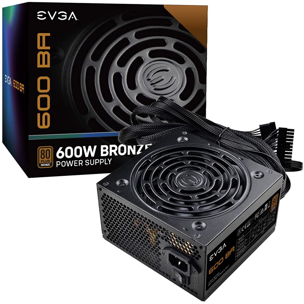 EVGA 600W BA Non-Modular Power Supply, 80 Plus Bronze Efficiency -  100-BA-0600-K1