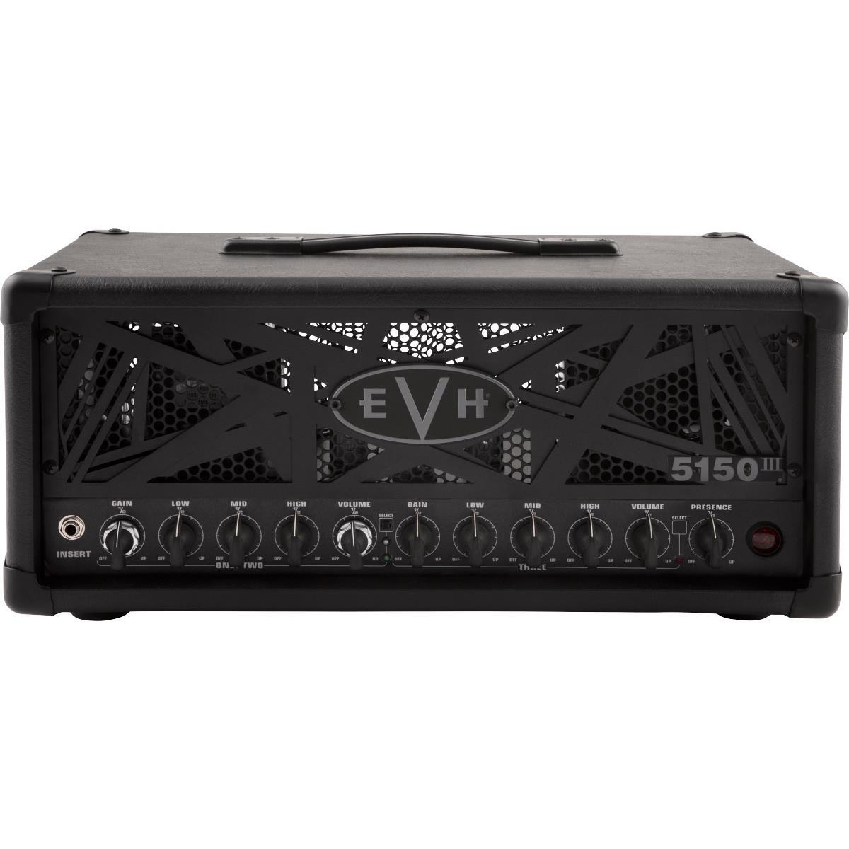 EVH 5150III 50S 6L6 50W 3-Channel Amplifier Head, 120V, Black With its smaller size and portability, the all-new EVH 5150III 50S 6L6 Head is the perfect amp for players who want Ed Van Halen's touring tone, arena volume and performance in a compact package. Three channels of road-tested sound work for any playing style-crisp cleans, chunky overdrive, tight distortion and searing leads, while newly added independent dual-concentric controls allow for gain and volume level matching.Tweaked to meet Eddie's touring requirements, this 50-watt head delivers a full-spectrum of tone. Channel one powers crystal-clear clean tone; channel two features increased gain for greater sustain and is re-voiced for improved low-mid frequency definition; channel three also has improved range for the "low" control and oozes with increased liquid gain.Channels one and two each have dual concentric gain/volume controls, with shared EQ (low, mid, high). Channel three has its own gain, volume and EQ (low, mid, high) controls. All three channels also have global presence and global resonance controls.The amp is also loaded with seven JJ ECC83 preamp tubes, a pair of Shuguang 6L6 power tubes, switchable output impedance (4, 8 and 16 ohms) and an adjustable bias control.Seductively dark in black textured vinyl with a dual black EVH striped steel grille front panel, our 50-watt stealth head also comes with vintage-style "chicken head" black control knobs, red lamp jewel, dual speaker output jacks, four-button footswitch, effects loop, direct out and molded plastic handle.