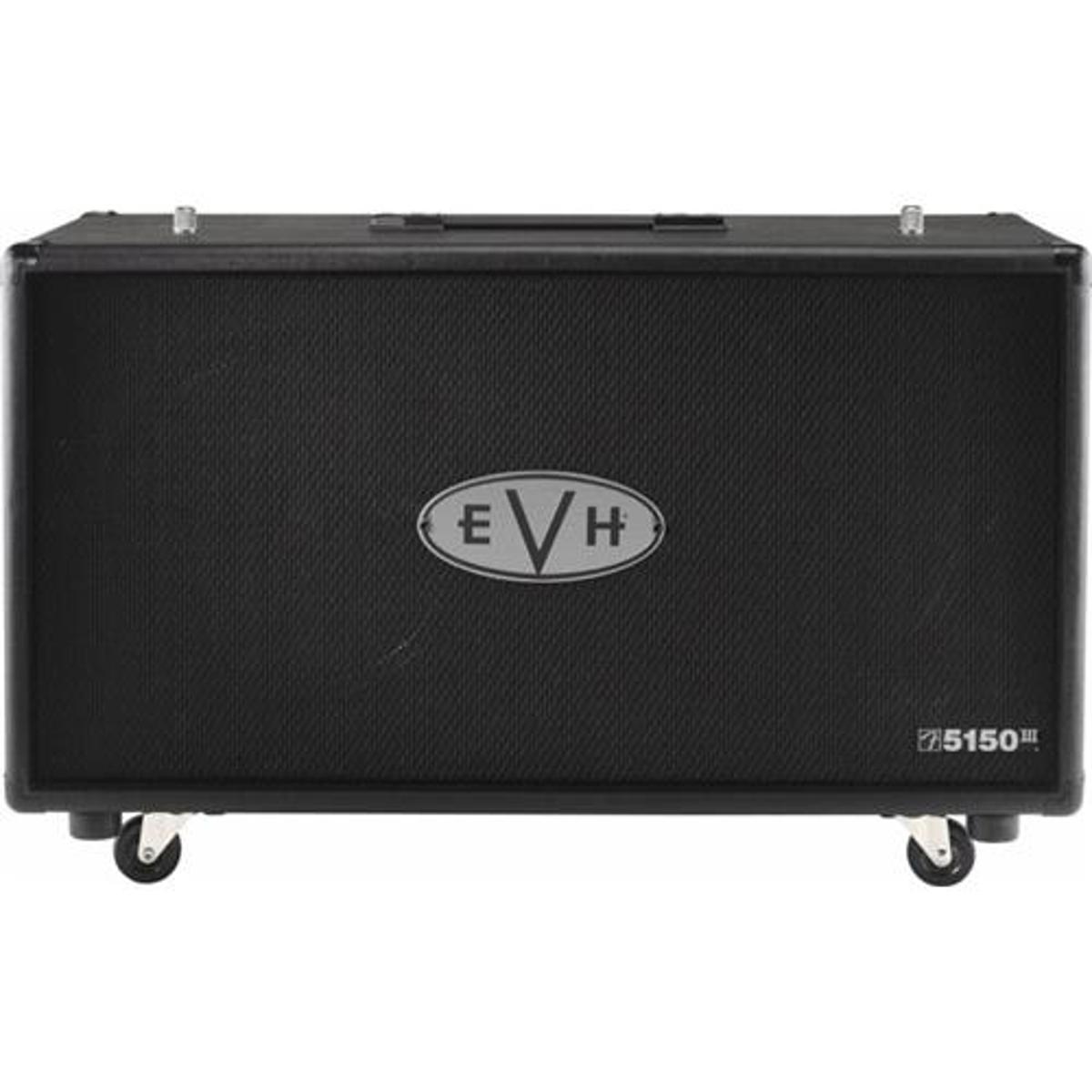 EVH 5150 III 2x12 60W Guitar Speaker Cabinet, Black The new EVH 5150 III 2x12 and 1x12 cabinets are the perfect companions for the new EVH 5150 III 50-Watt Head, delivering pure EVH sound and power in a compact package. The 5150 III 2x12 cabinet is rated at 16 ohms and is loaded with two 12" Celestion G12H 30W Anniversary Series speakers; it is exactly half the cubic size (by volume) of its 4x12 big brother. When using the EVH 5150III 50W Head with the EVH 5150III 2x12 Cabinet, included is a slide lock kit for installation on the 50W head that locks the head to cabinet while using the cabinet tilt back legs.
