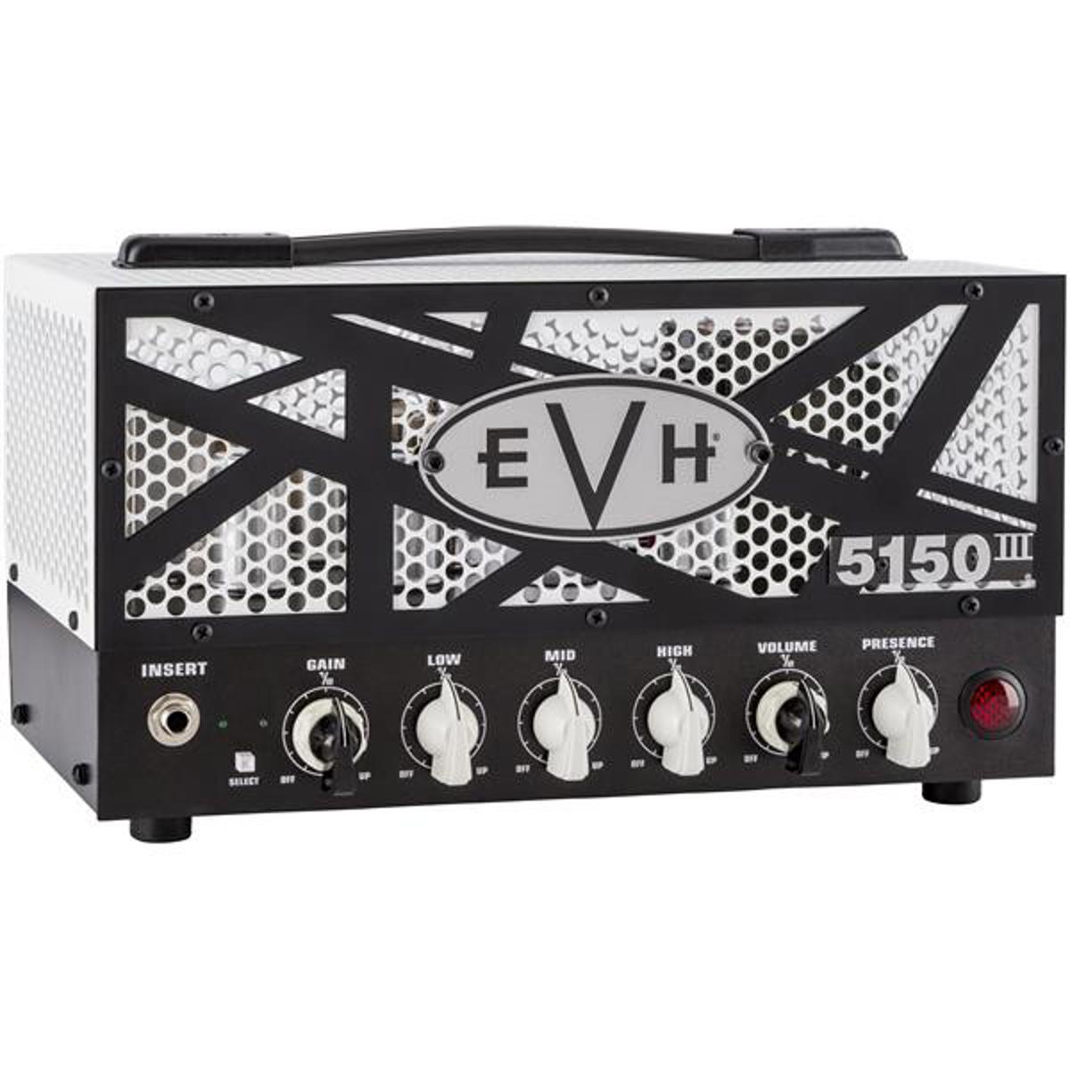 EVH 5150III LBXII 15W 2-Channel Amplifier Head, 120V The EVH 5150III LBXII is a 15-watt guitar amp head that packs an extraordinary and powerful punch. This 2.0 version of their diminutive easy-to-carry "lunchbox" head features the famous Green and Blue channels, delivering sparkling clean tone and punchy gain to inspire unlimited artistic expression. Armed with four ECC83S (12AX7) preamp and two EL84 power tubes, the LBXII also includes dual-concentric gain and volume controls for precise and independent control of each channel, as well as shared EQ presence and resonance controls. Dial in a crystal clean tone or turn the gain up for a bluesier counterpart on the Green channel and when you are looking to bring the house down, hit the one-button footswitch and select the Blue channel for a tight and compressed overdriven tone with sustain for days. Bedroom players can utilize the 1/4-power switch to reduce the head to 3.5 watts and avoid disturbing the rest of the household, while studio and live musicians can leverage this same feature to turn up the head for a squeezed and spongy tone. Boasting exceptional construction, fierce tone and distinctive style with a black control panel and white metal grill cage with iconic EVH striped motif, the LBXII is a phenomenal performing amp.
