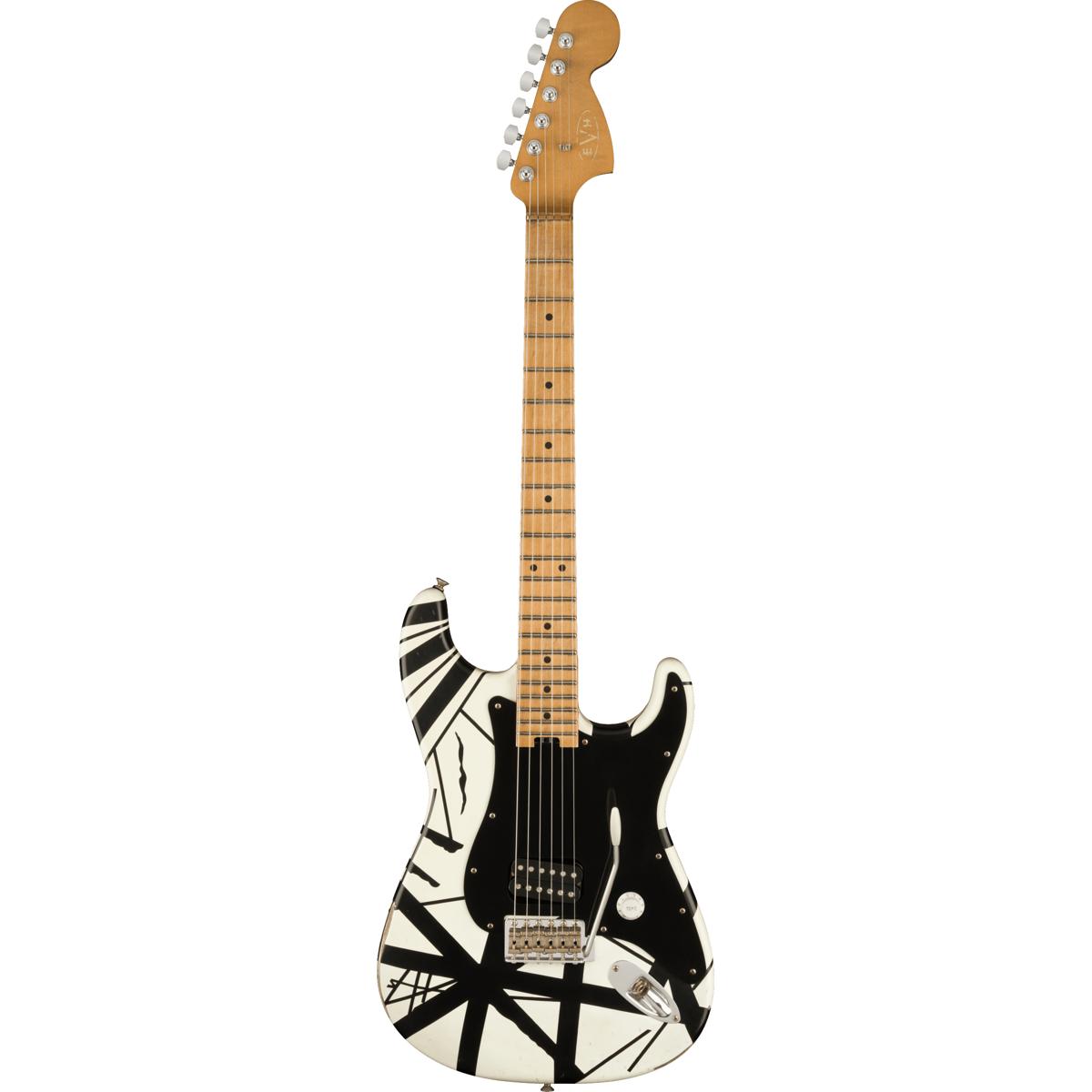 

EVH Striped Series '78 Eruption Electric Guitar, White with Black Stripes Relic