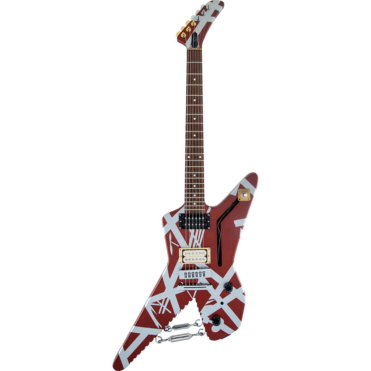 

EVH Striped Series Shark Electric Guitar, Burgundy with Silver Stripes