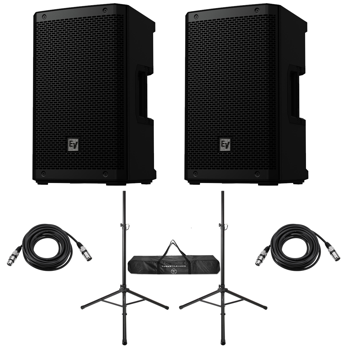 

Electro-Voice ZLX-G2 8" 1000W Bluetooth Loudspeaker, Pair, w/Stands and Cables