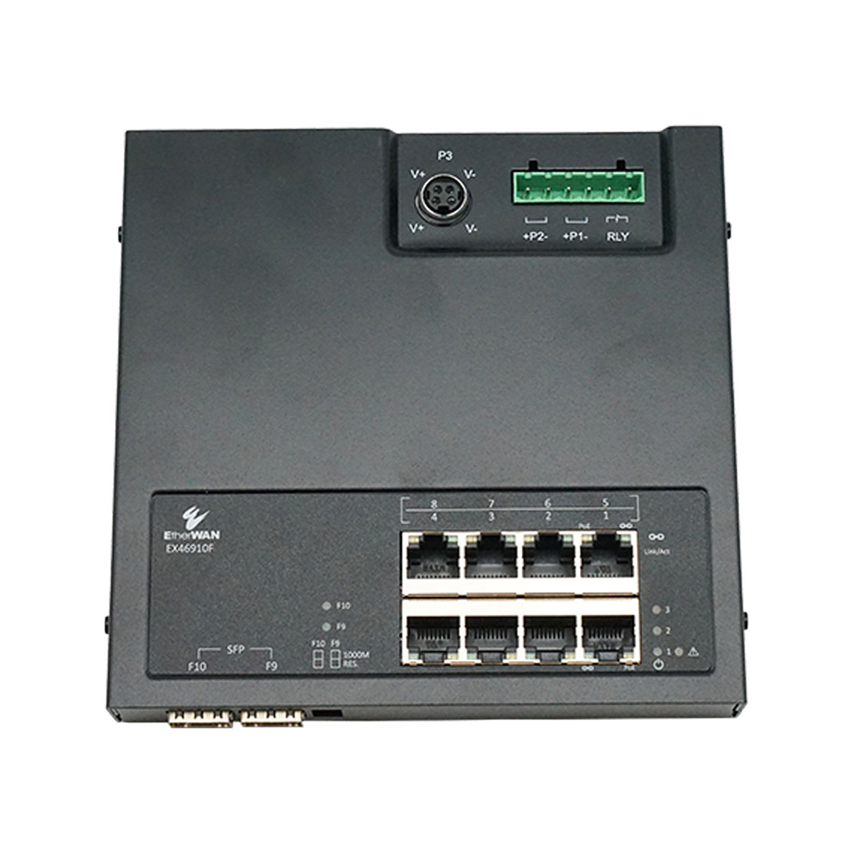 

EtherWAN EX46910F 240W 8-Port Gigabit Hardened Unmanaged PoE Switch w/2-Port SFP