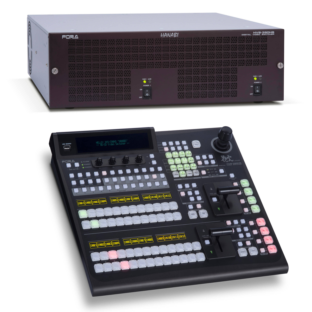 

For.A HVS-390HS HD/SD Video Switcher with HVS-392ROU 2M/E 12Button Control Panel