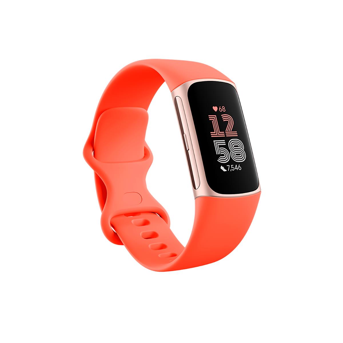 Image of Fitbit Charge 6 GPS Smartwatch Coral/Champagne Gold