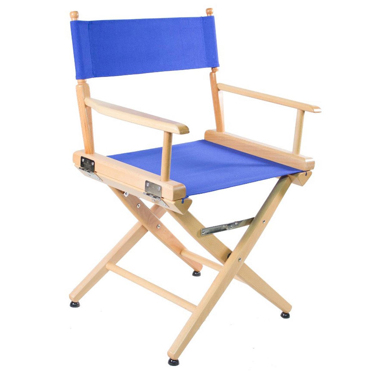 

Filmcraft Pro Grade Studio Director's Chair, 18", Natural Wood with Blue Canvas