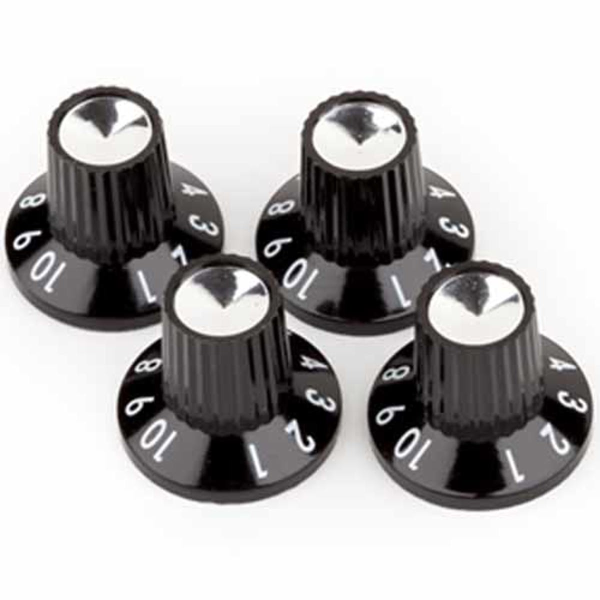 

Fender 7/8" Skirted 1-10 Push-On Amplifier Knob, 4 Pack, Black/Silver
