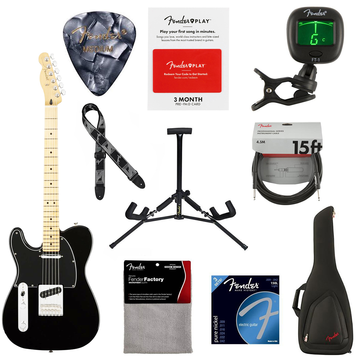 

Fender Player Telecaster Left-Handed Electric Guitar, Black With 9x Acc Bundle