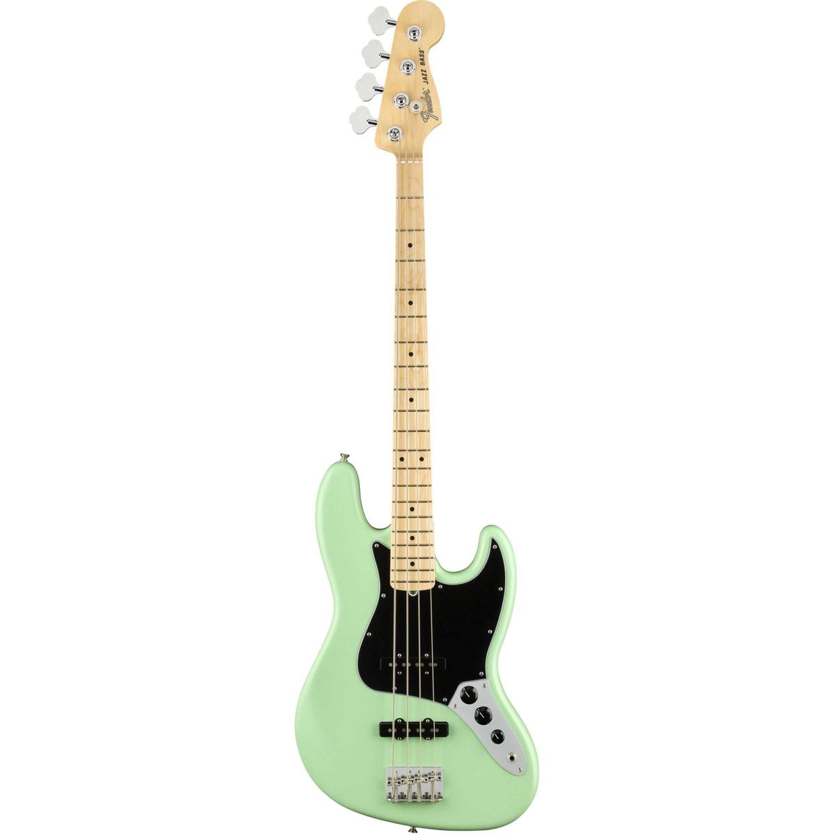 Джазовая бас-гитара американского исполнителя Fender, Кленовый гриф, Атласный Серф-Грин
