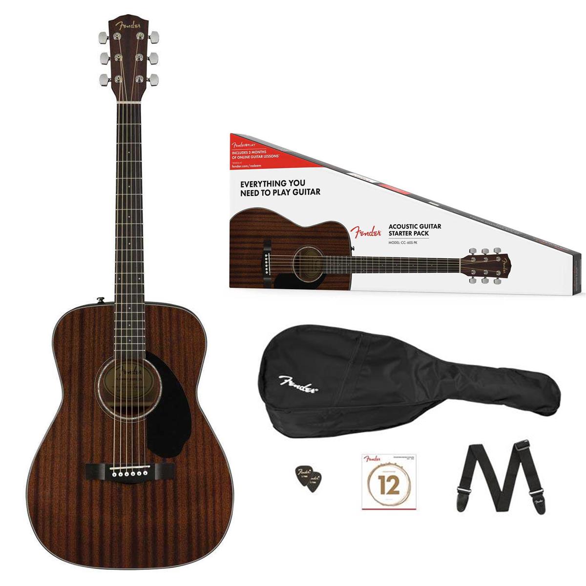 Fender CC-60S Concert Pack V2 Acoustic Guitar, Walnut Fingerboard, Natural -  0970150422