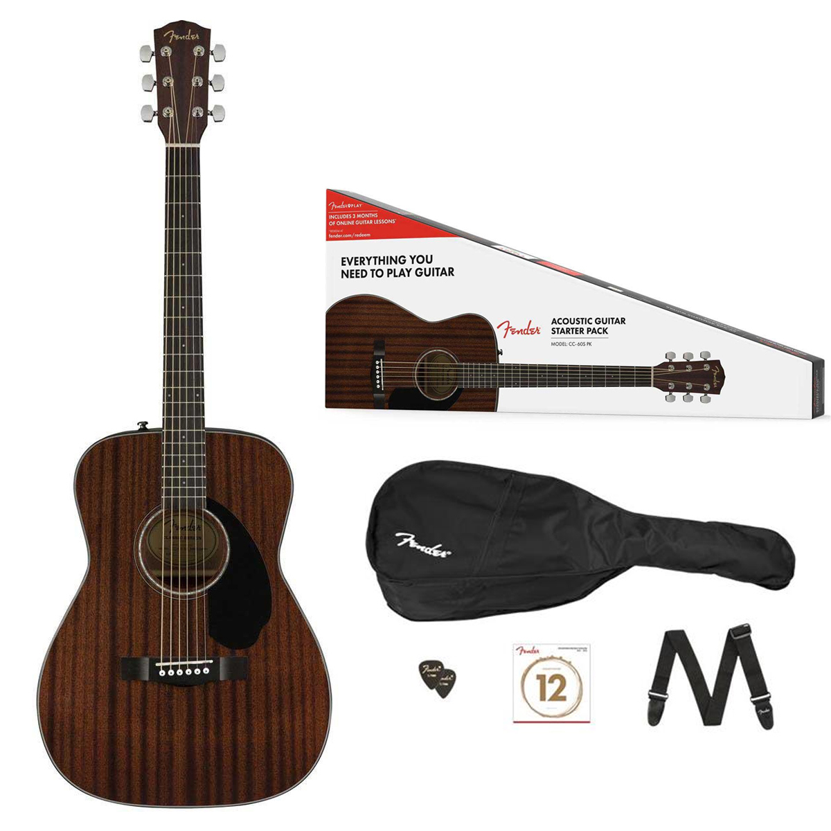 

Fender CC-60S Concert Pack V2 Acoustic Guitar, Walnut Fingerboard, Natural