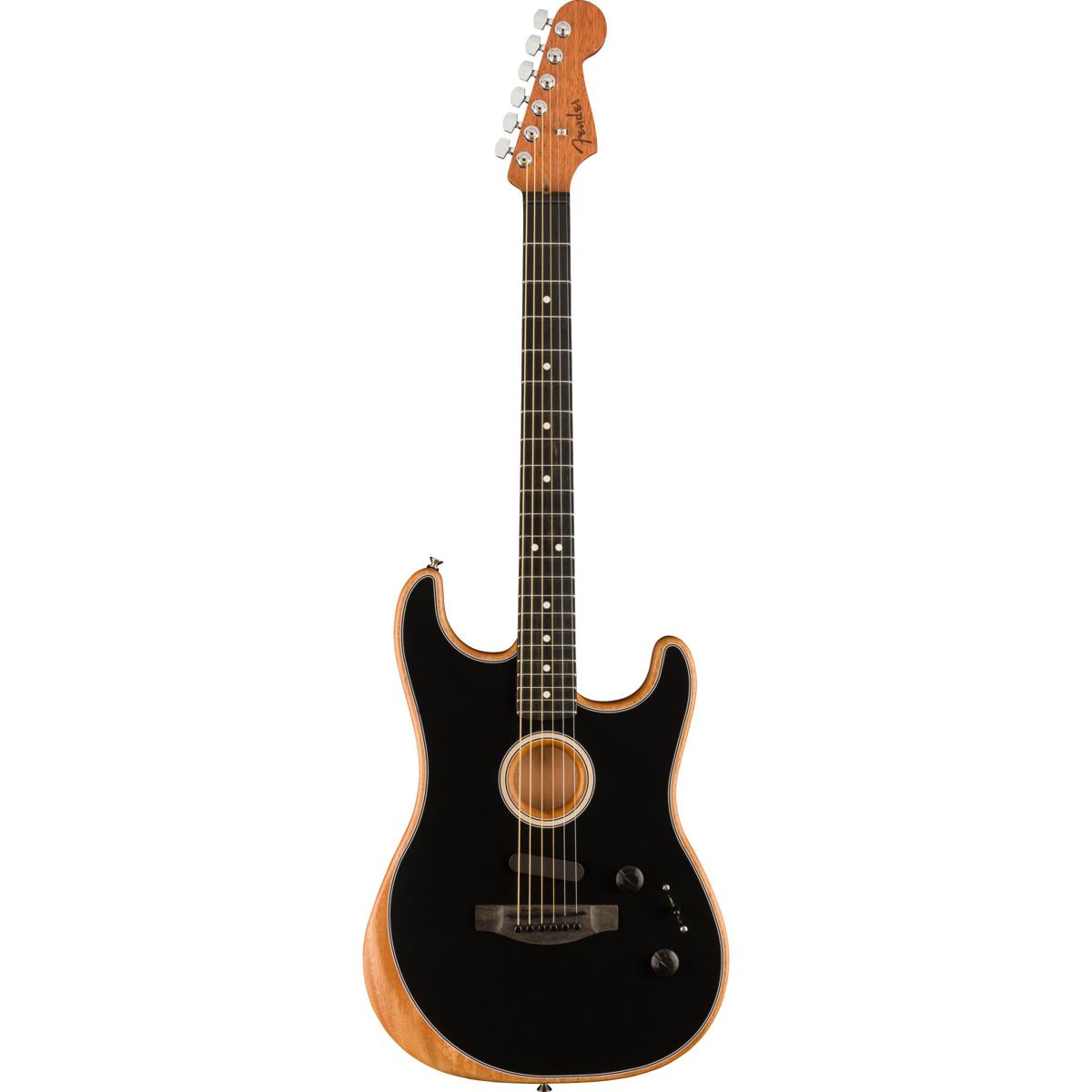 Fender American Acoustasonic Stratocaster AE Guitar with Deluxe Gig Bag, Black -  0972023206