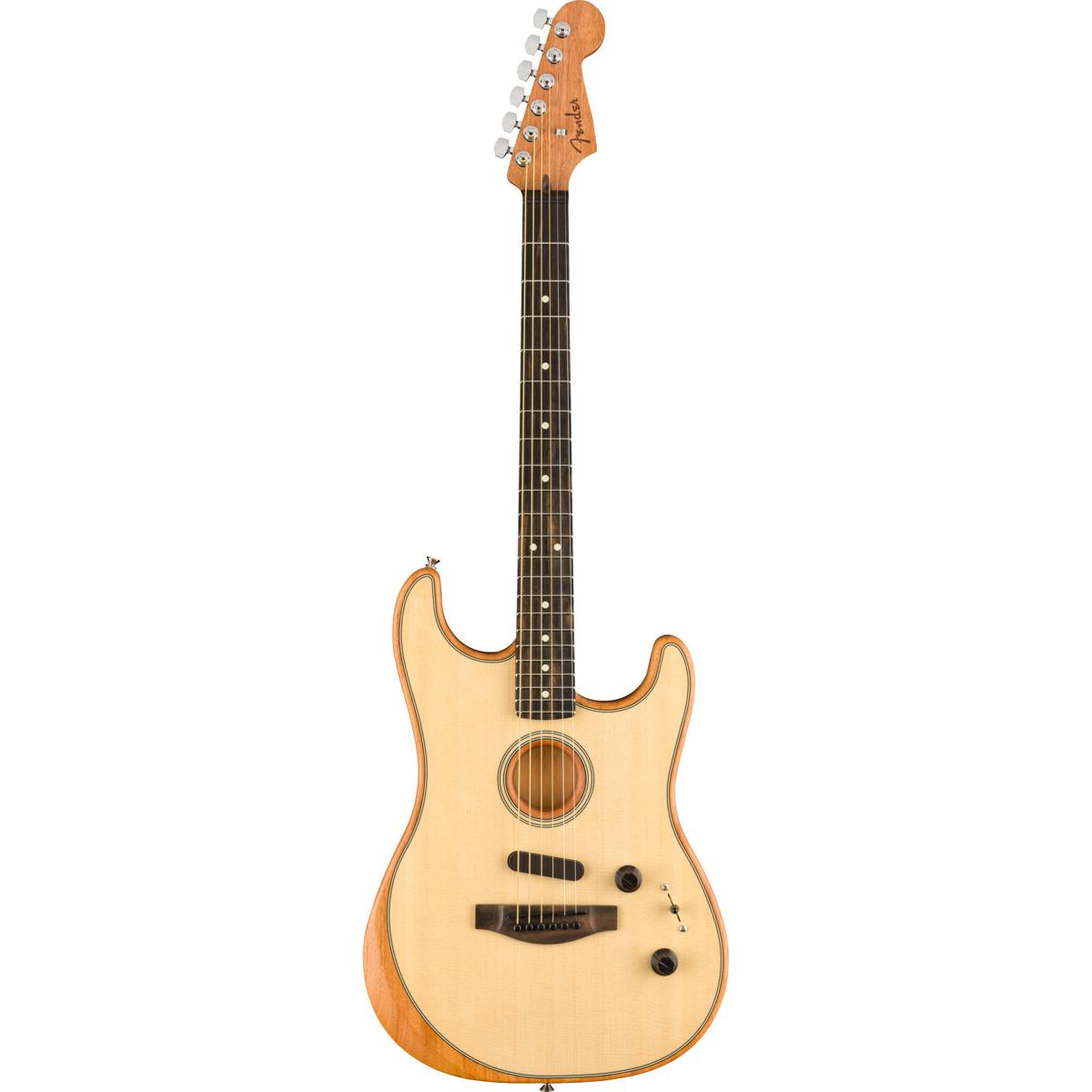 Fender American Acoustasonic Stratocaster AE Guitar with Deluxe Gig Bag, Natural -  0972023221