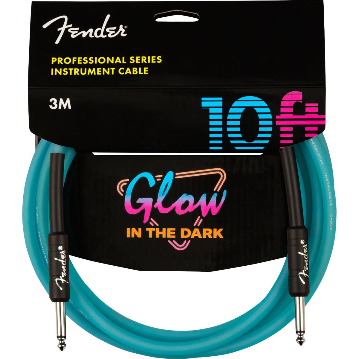 

Fender 10' Professional Glow In The Dark Instrument Cable, Straight, Blue