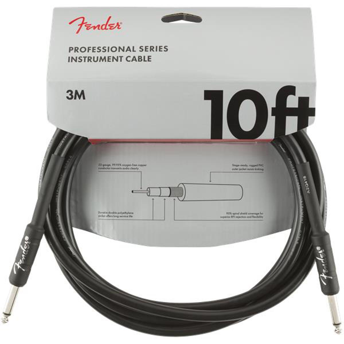 

Fender Professional Series Instrument Cable, 10' Straight/Straight, Black