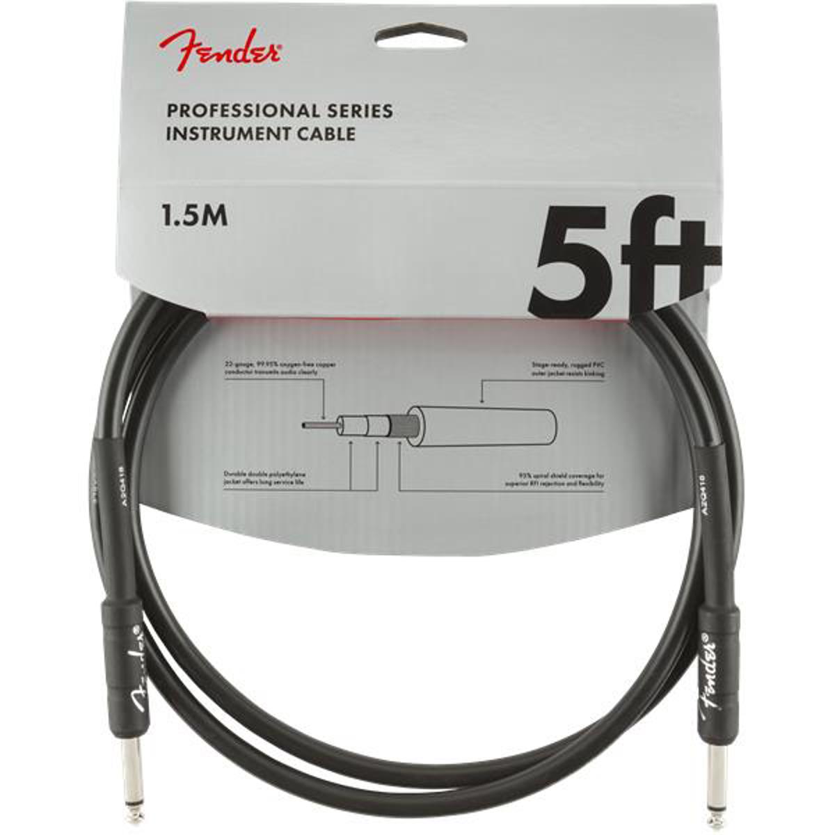 

Fender Professional Series Instrument Cable, 5' Straight/Straight, Black