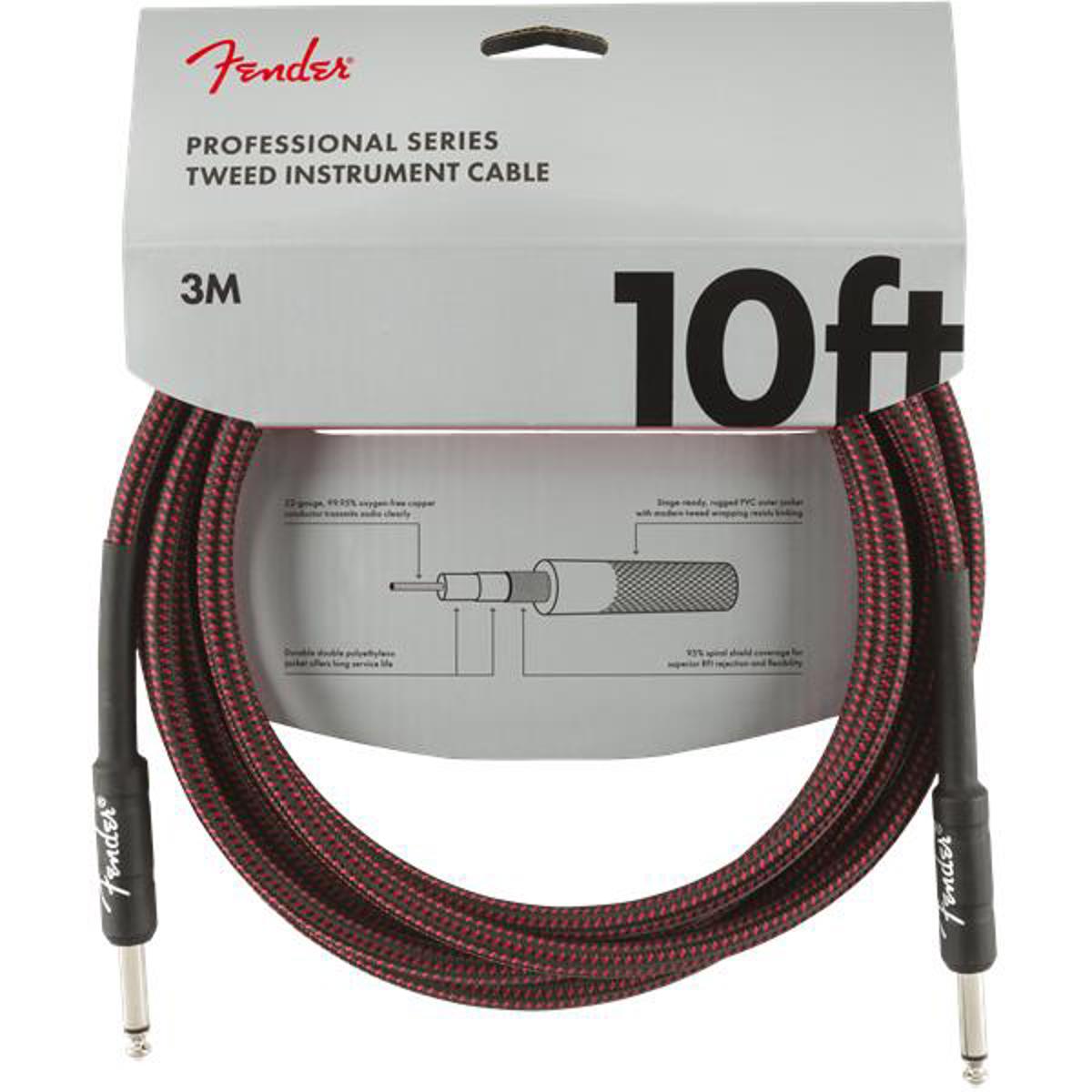 

Fender Professional Series Instrument Cable, 10' Straight/Straight, Red Tweed
