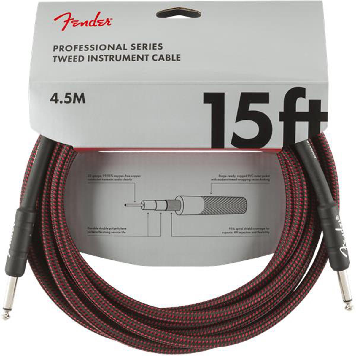 

Fender Professional Series Instrument Cable, 15' Straight/Straight, Red Tweed