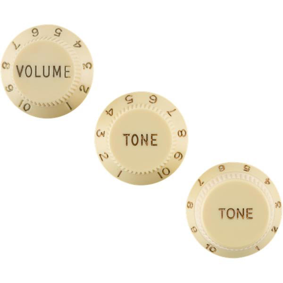 

Fender Left-Handed Stratocaster Knobs, Aged White, Set of 3 (Volume, Tone, Tone)