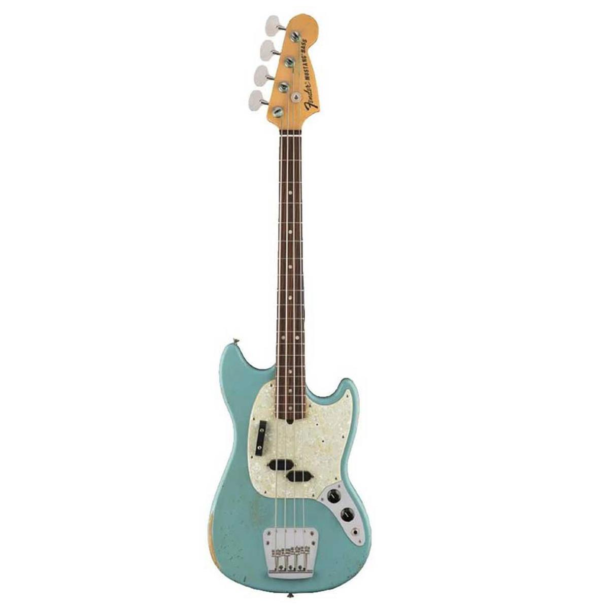 

Fender JMJ Road Worn Mustang Bass Guitar, Rosewood Fingerboard,Faded Daphne Blue