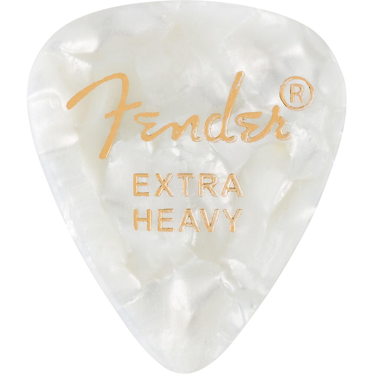 

Fender 351 Shape Premium Celluloid Picks, Extra-Heavy, 12-Pack, White Moto