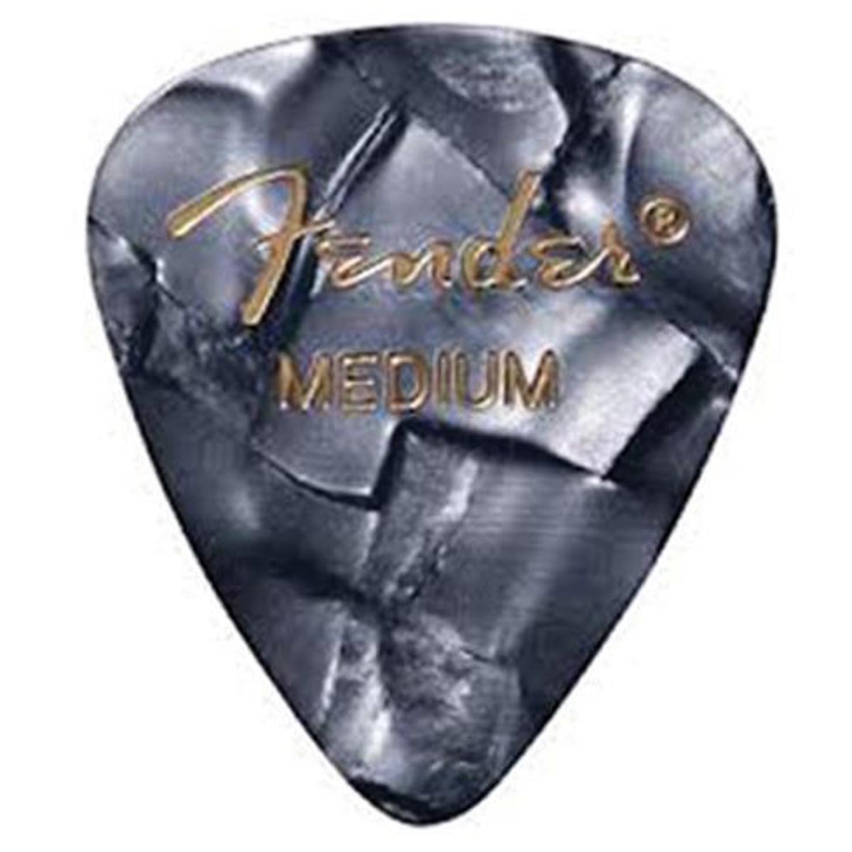 

Fender 351 Shape Classic Celluloid Guitar Picks, Medium, 12-Pack, Black Moto