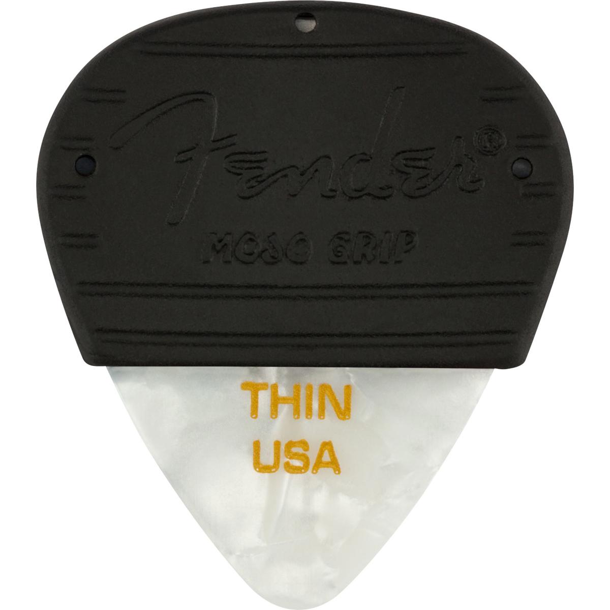 

Fender 351 Shape Mojo Grip Celluloid Guitar Picks, Thin, White Moto, 3-Pack