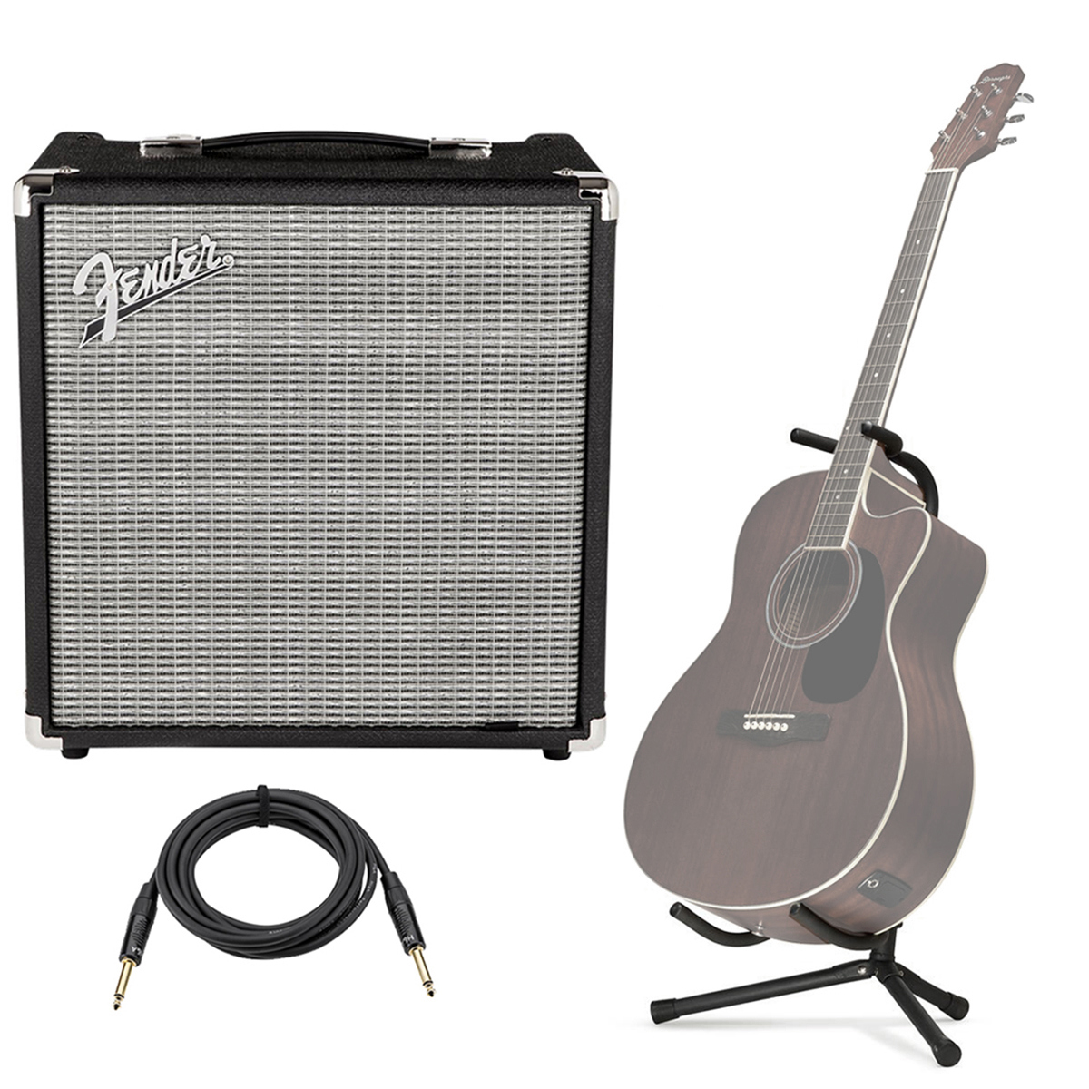 

Fender Rumble 25 (V3) Bass Amplifier with 8" Speaker, Tripod Guitar Stand, Cable